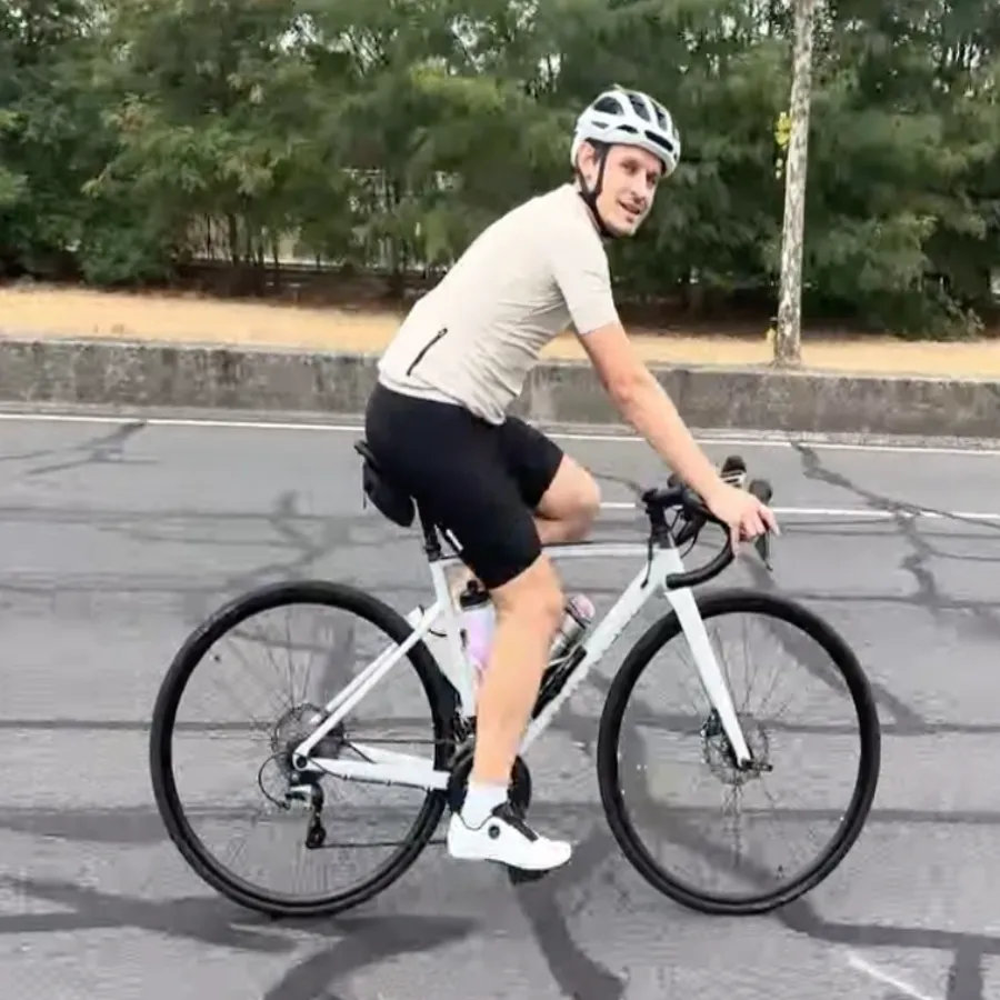 Maxence on his bike